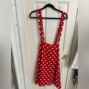 Red and White Polka dot dress with adjustable straps